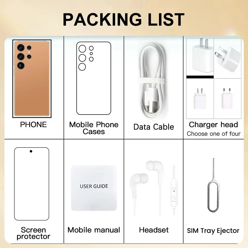Original S26 Ultra SmartPhone 5G 7.3HD Screen 16G+1TB 8000Mah 72MP Android14 Dual Sim Face Unlock LTE/CDMA Cellular Mobile