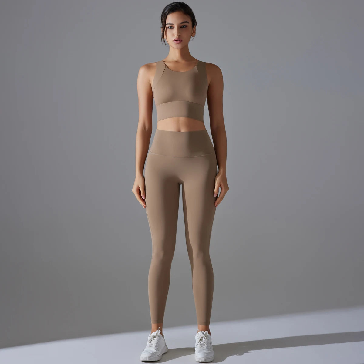 Women's High Waist Butt Lift Running Yoga Pants Nude Fitness Suit Quick Dry Tight-Fitting Beauty Back Shockproof Bra Yoga Sets