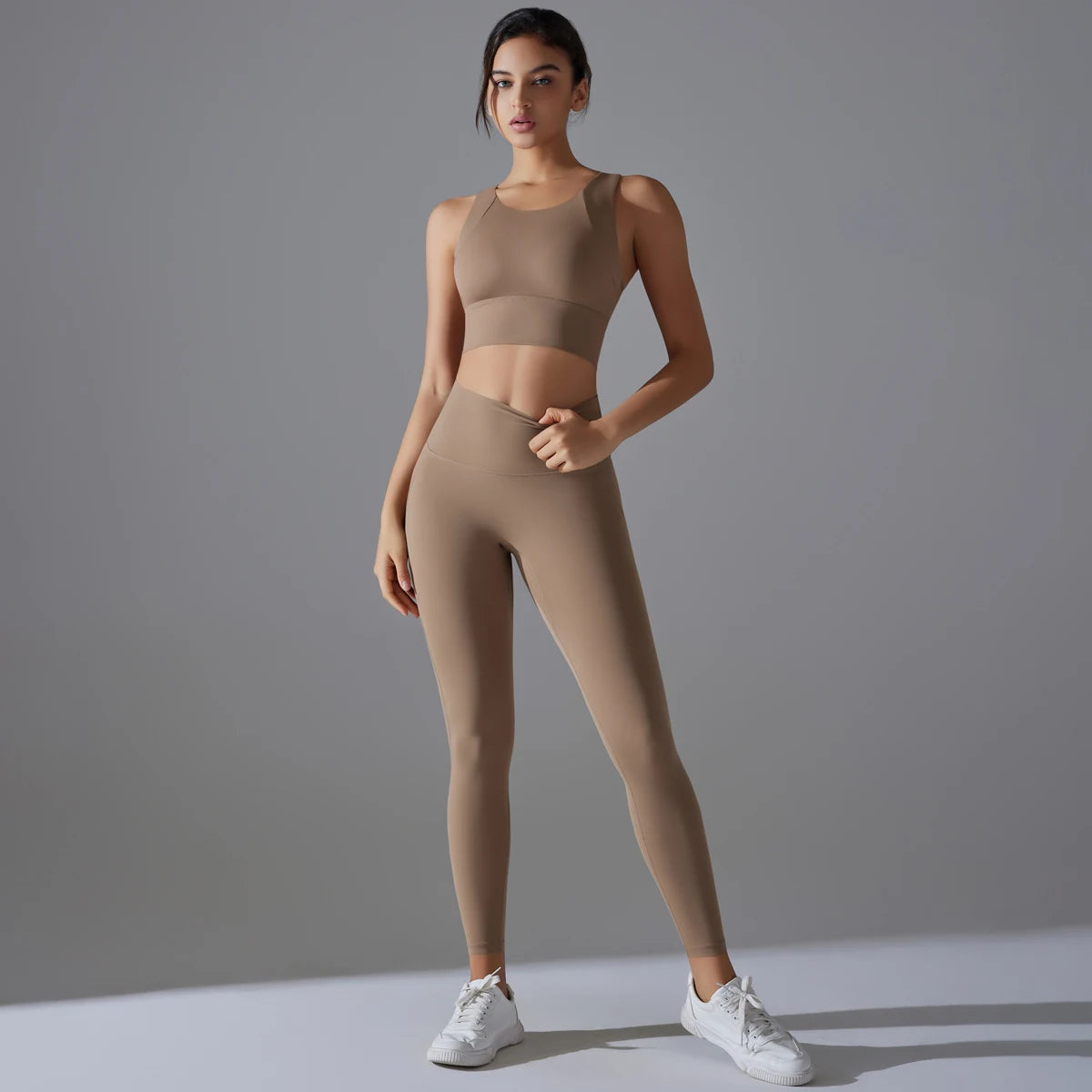 Women's High Waist Butt Lift Running Yoga Pants Nude Fitness Suit Quick Dry Tight-Fitting Beauty Back Shockproof Bra Yoga Sets