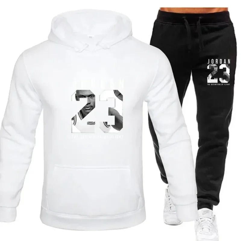 The sweatshirt hoodie is a men's set for Spring 2025 and a women's set for women's sportswear featuring a hoodie and sweatpants