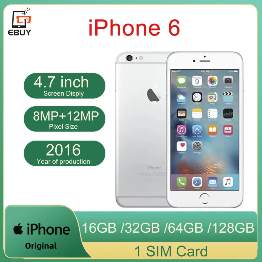 Original Apple iPhone 6 16GB 64GB 128GB 4.7" Display 4G LTE Mobile Cell Phone 8MP IOS Fingerprint Unlocked CellPhone