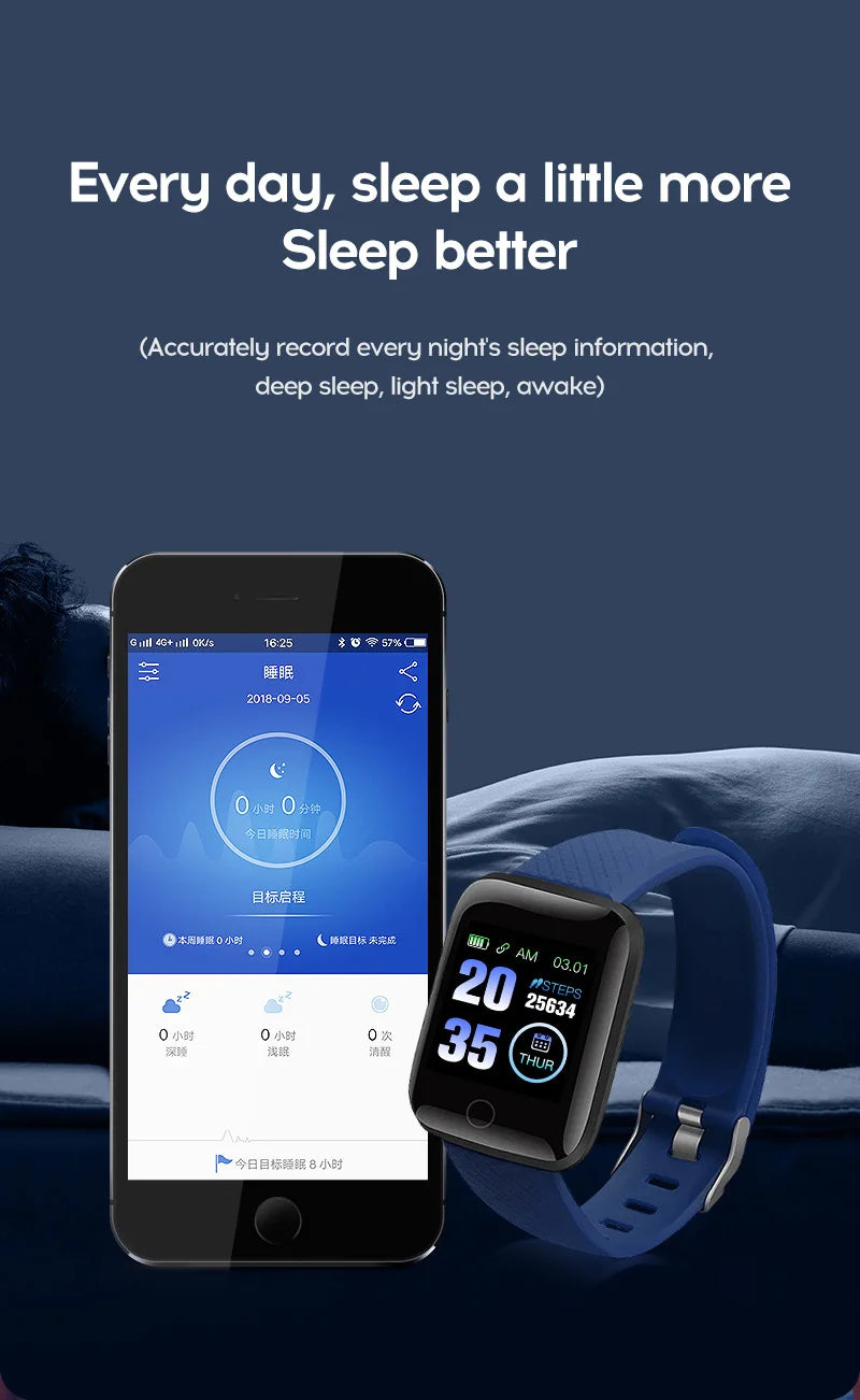 116plus Smart Watch Men Women Bluetooth Connected Phone Music Fitness Multifunctional Sports Bracelet Sleep Monitor Smartwatchs