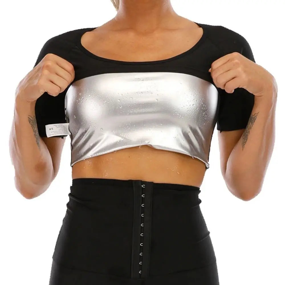 Sweat-resistant Sweat Short Sleeve Fat Burning Waist Trainer Sauna Sweat Shirt Compression Fit Versatile Women's Sweat Shirt
