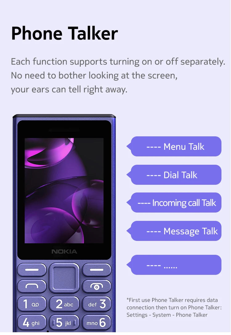 New and Original Nokia 125 4G Feature Phone Dual SIM 1450mAh Bettery Bluetooth 5.0 FM Radio Mobile Phone Hebrew Keyboard