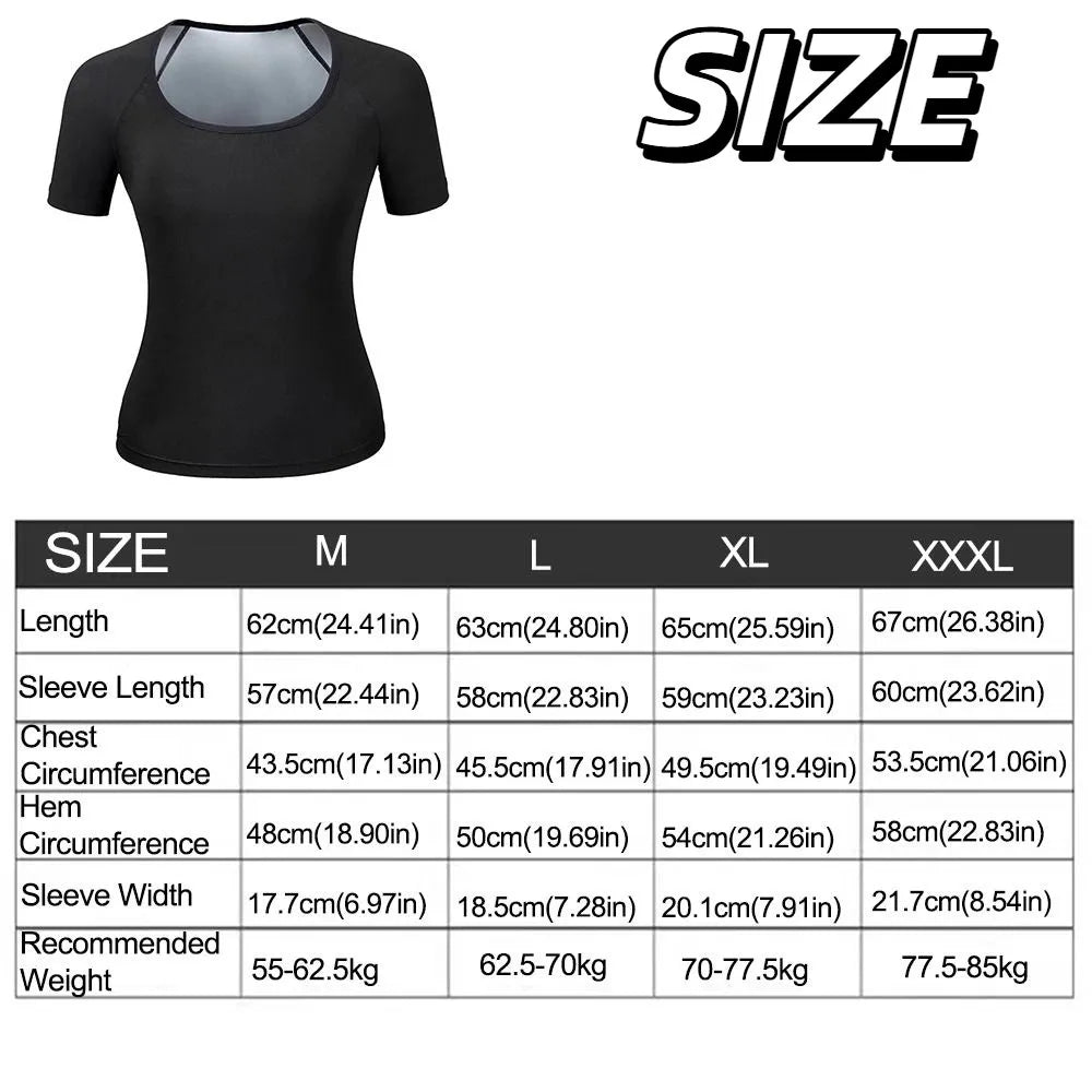 Sweat-resistant Sweat Short Sleeve Fat Burning Waist Trainer Sauna Sweat Shirt Compression Fit Versatile Women's Sweat Shirt