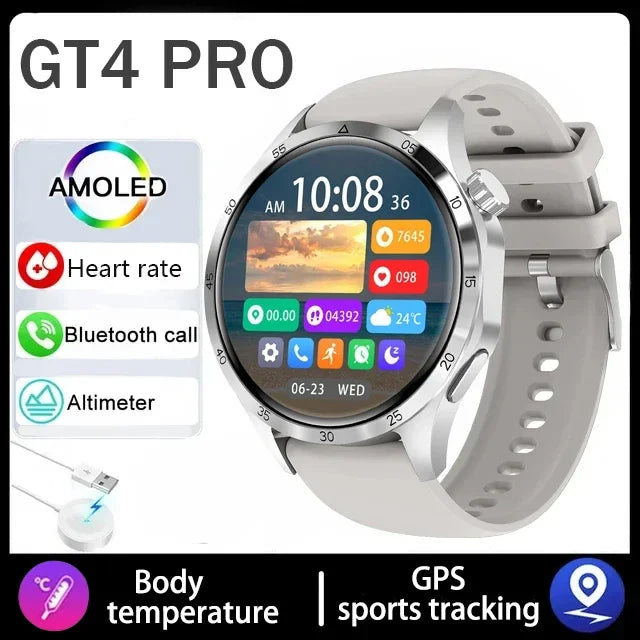 2025 1.53 inch AMOLED HD Screen Watch 4 Pro SmartWatch Men BT Call GPS NFC Health Monitori Smartwatch Mens Watch For Android IOS