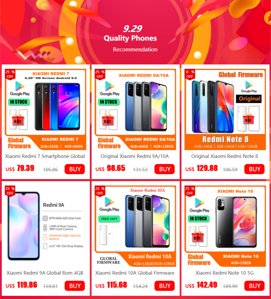 Original Xiaomi Redmi 7 4GB 64GB 6.81'' Mobile Phone