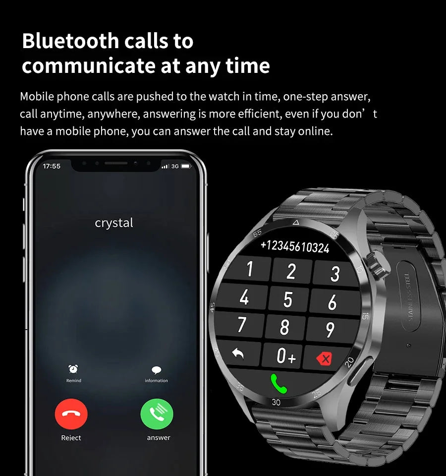 2025 1.53 inch AMOLED HD Screen Watch 4 Pro SmartWatch Men BT Call GPS NFC Health Monitori Smartwatch Mens Watch For Android IOS