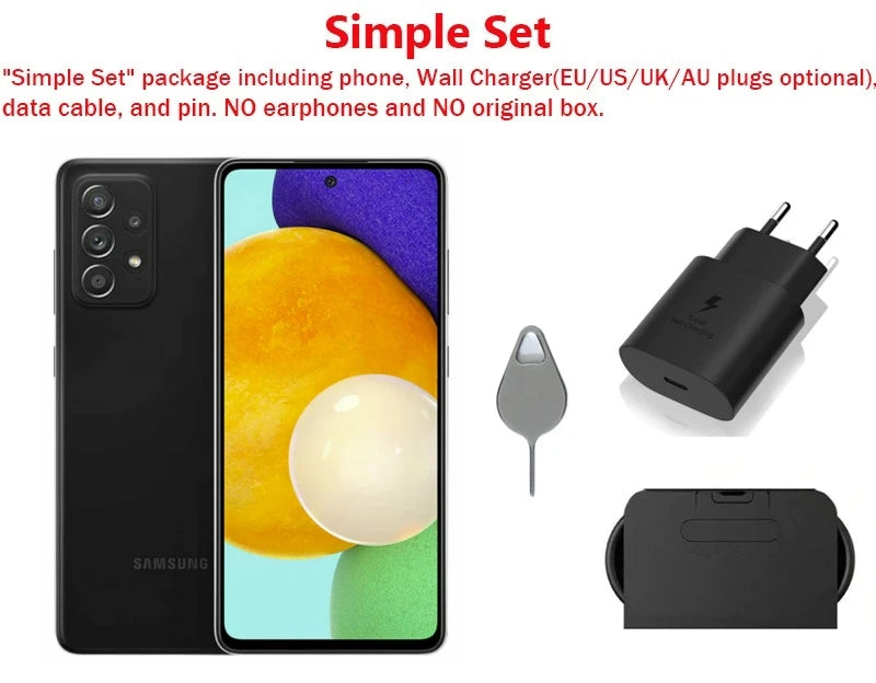 Samsung Galaxy A52 5G A526U1 A5260 A526B 128/256GB ROM 6/8GB RAM 6.5" Snapdragon Octa Core NFC Original Android Cell Phone