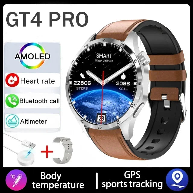 2025 1.53 inch AMOLED HD Screen Watch 4 Pro SmartWatch Men BT Call GPS NFC Health Monitori Smartwatch Mens Watch For Android IOS