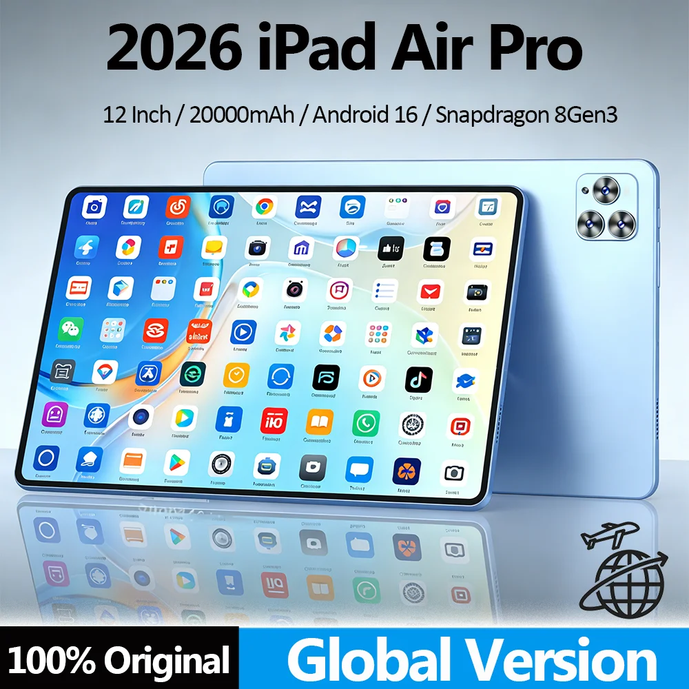 2026 12 inch iPad Air Pro 5G Tablet 24GB+2T 20000mAh Snapdragon 8Gen3 Android 16 5G Dual SIM GPS WIFI Original tableta android