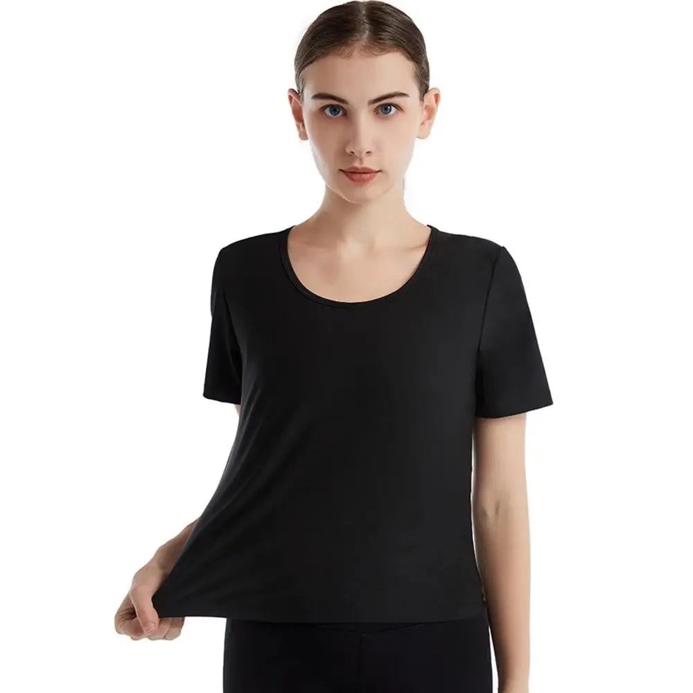 Sweat-resistant Sweat Short Sleeve Fat Burning Waist Trainer Sauna Sweat Shirt Compression Fit Versatile Women's Sweat Shirt