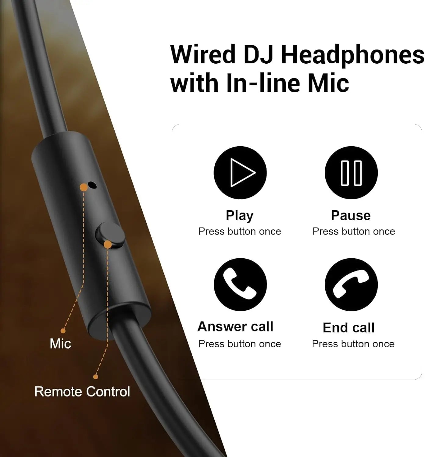 Wired Professional Studio Pro DJ Headphones With Microphone