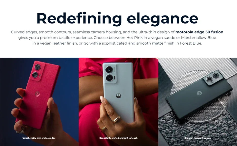 Motorola Edge 50 Fusion Smartphone 5G Snapdragon 7 Gen2 6.7" 144Hz P-OLED Screen 50MP Camera 5000mAh Battery Taiwan Version