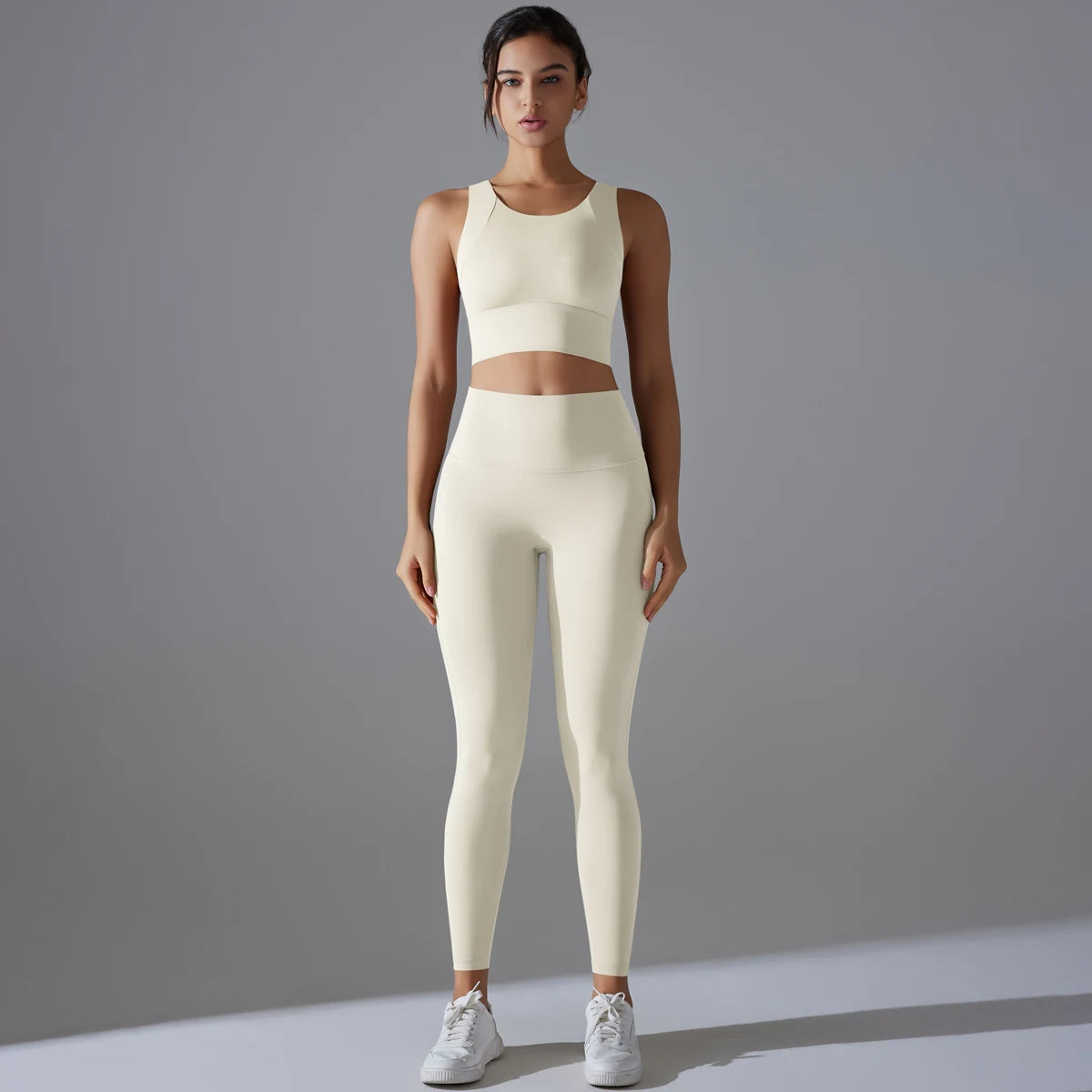 Women's High Waist Butt Lift Running Yoga Pants Nude Fitness Suit Quick Dry Tight-Fitting Beauty Back Shockproof Bra Yoga Sets