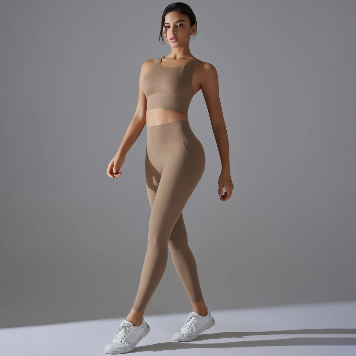 Women's High Waist Butt Lift Running Yoga Pants Nude Fitness Suit Quick Dry Tight-Fitting Beauty Back Shockproof Bra Yoga Sets