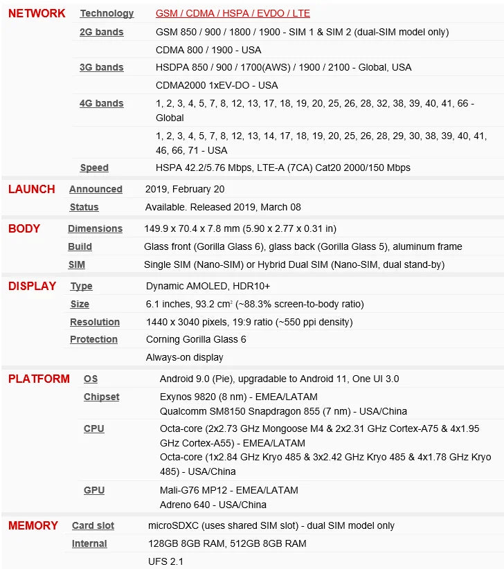 Original Samsung Galaxy S10 Duos G973FD G973F/DS Dual Sim Global Version 6.1" 8GB RAM 128GB ROM Exynos 4G LTE