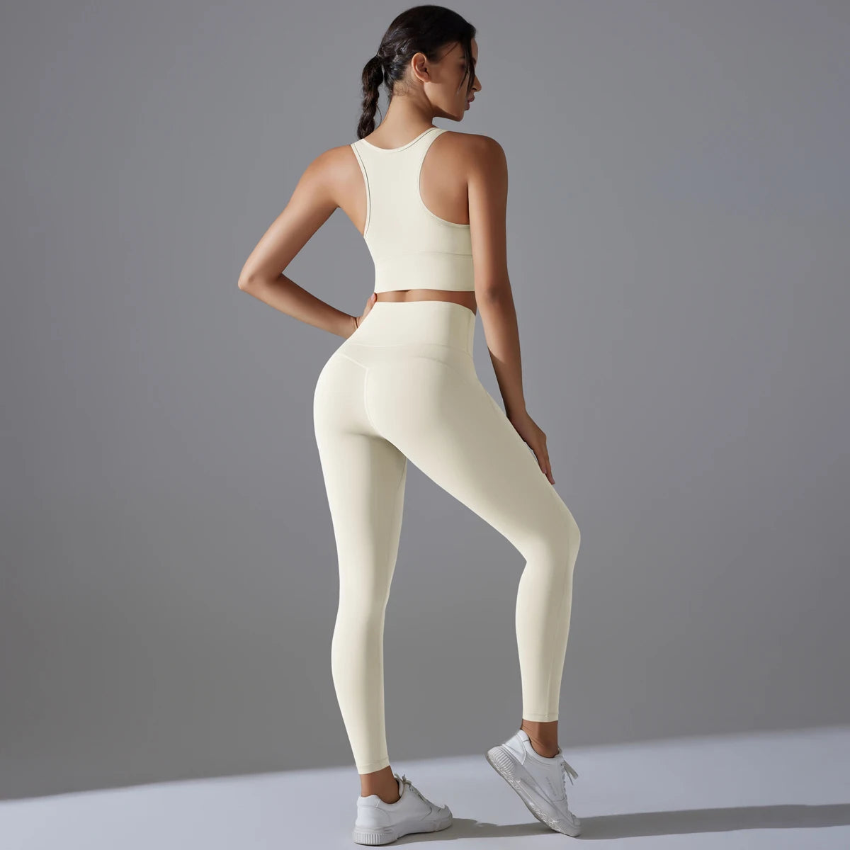 Women's High Waist Butt Lift Running Yoga Pants Nude Fitness Suit Quick Dry Tight-Fitting Beauty Back Shockproof Bra Yoga Sets