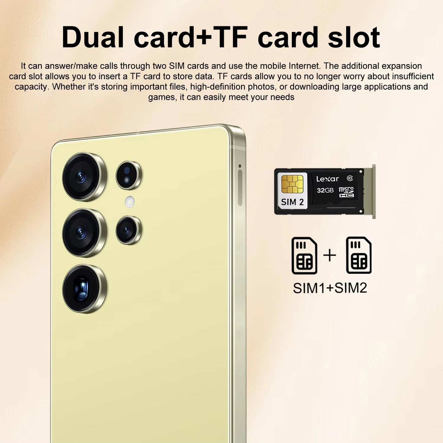 Original S26 Ultra SmartPhone 5G 7.3HD Screen 16G+1TB 8000Mah 72MP Android14 Dual Sim Face Unlock LTE/CDMA Cellular Mobile