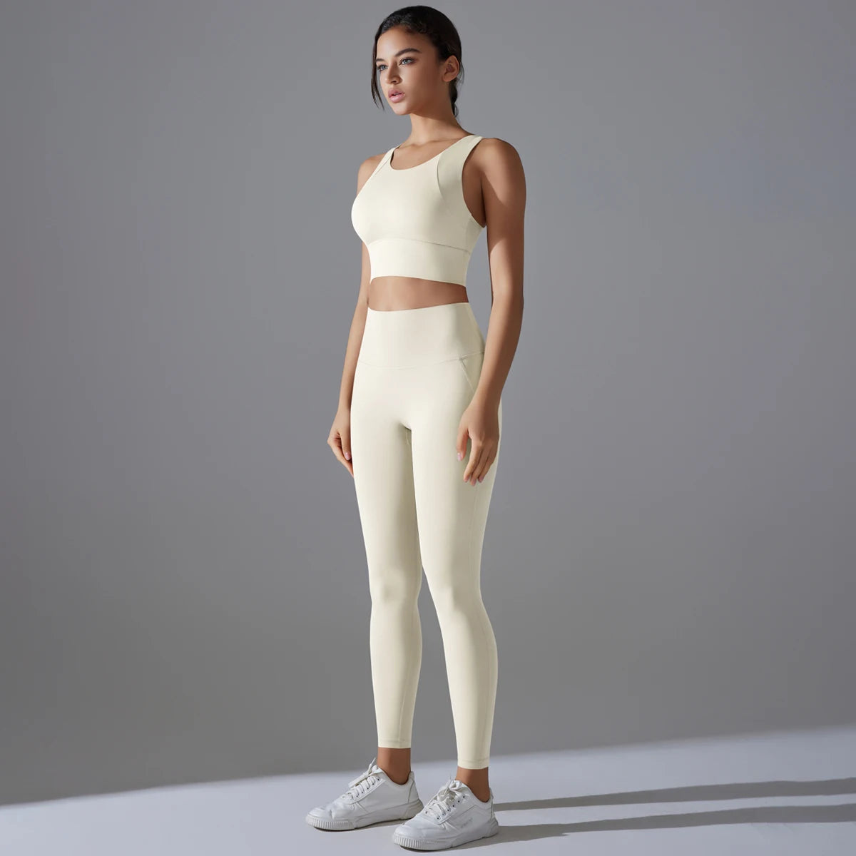Women's High Waist Butt Lift Running Yoga Pants Nude Fitness Suit Quick Dry Tight-Fitting Beauty Back Shockproof Bra Yoga Sets