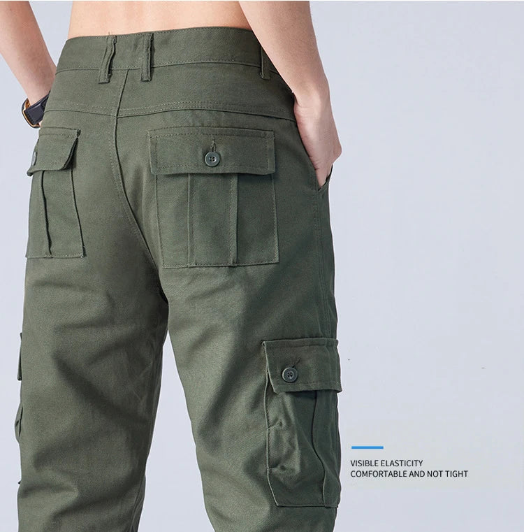Men Streetwear Casual Straight Multi Pockets Cargo Pants Customized Men Hot Sale Outdoor Hiking Cotton Oversize Cargo Trousers