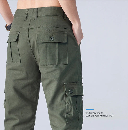 Men Streetwear Casual Straight Multi Pockets Cargo Pants Customized Men Hot Sale Outdoor Hiking Cotton Oversize Cargo Trousers