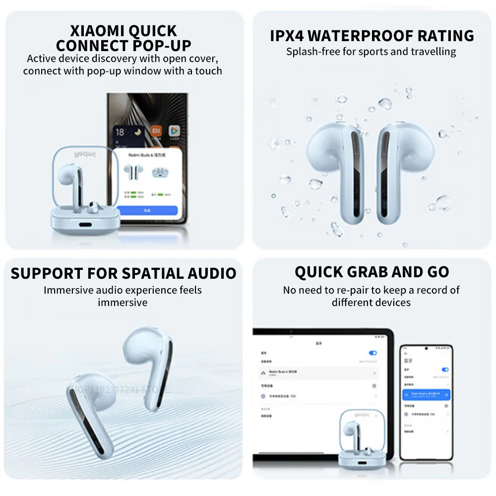 New Xiaomi Redmi Buds 6 Vitality Edition Bluetooth 5.4 Noise Reduction Earphone 30H Battery Life 5 Tuning Modes Wireless Headset