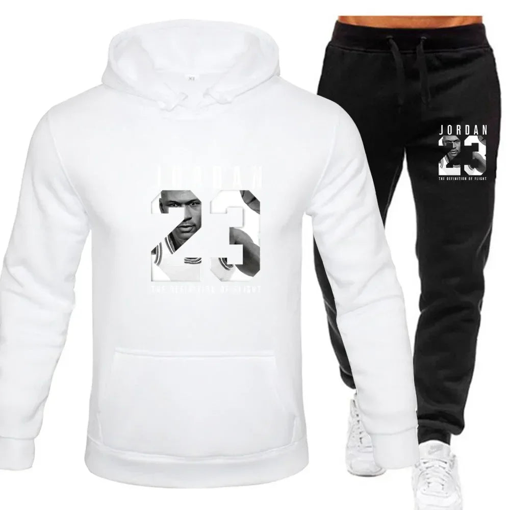 The sweatshirt hoodie is a men's set for Spring 2025 and a women's set for women's sportswear featuring a hoodie and sweatpants