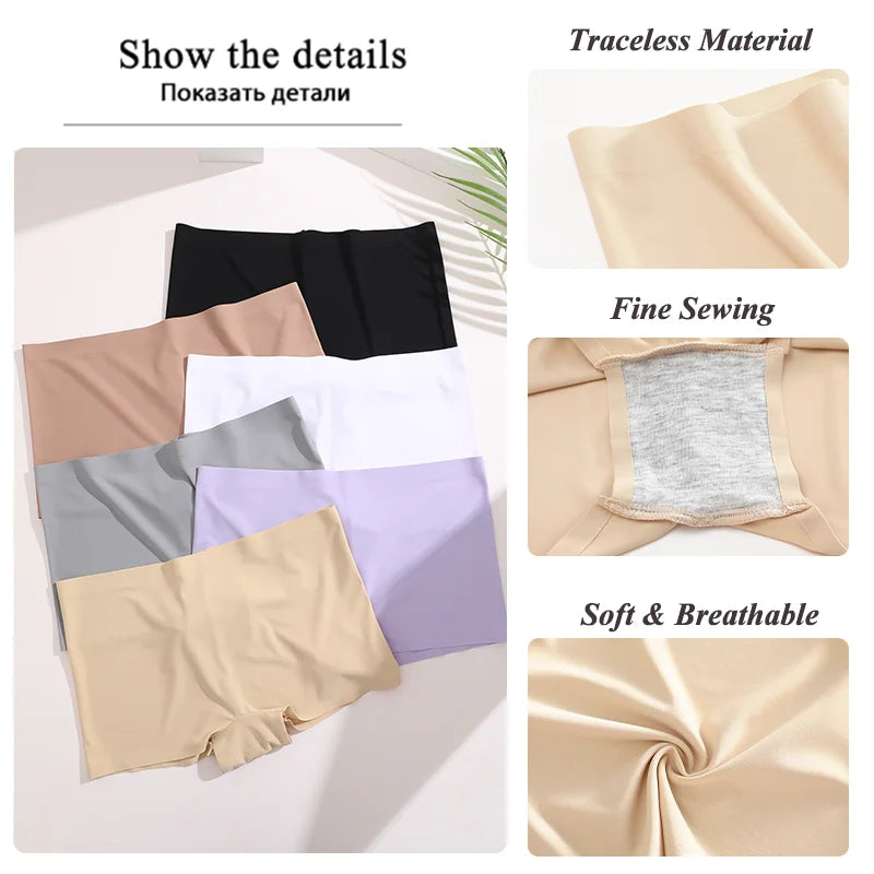 3Pcs Women's Seamless Sports Boxers Underwear Female Solid Color Panties Comfortable Brief Cozy Lingerie Intimate Underpant S-XL