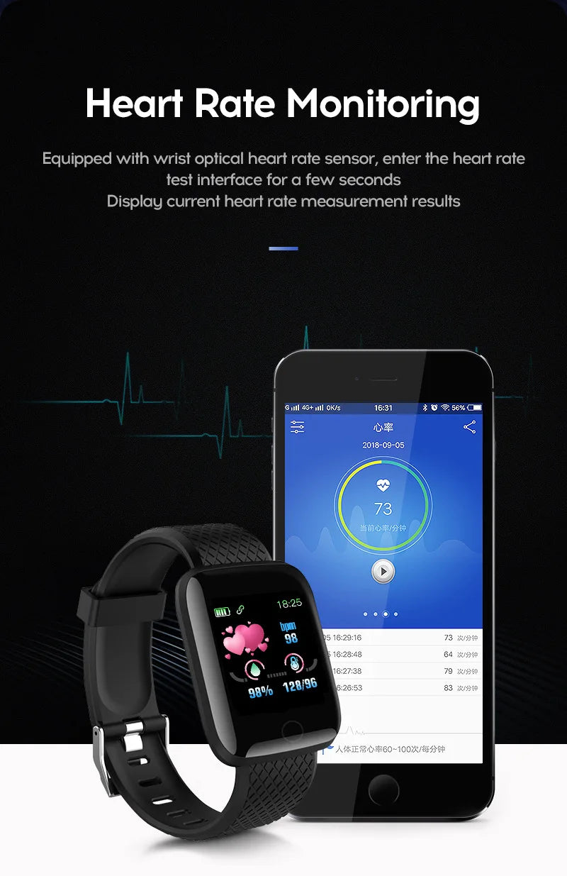 116plus Smart Watch Men Women Bluetooth Connected Phone Music Fitness Multifunctional Sports Bracelet Sleep Monitor Smartwatchs