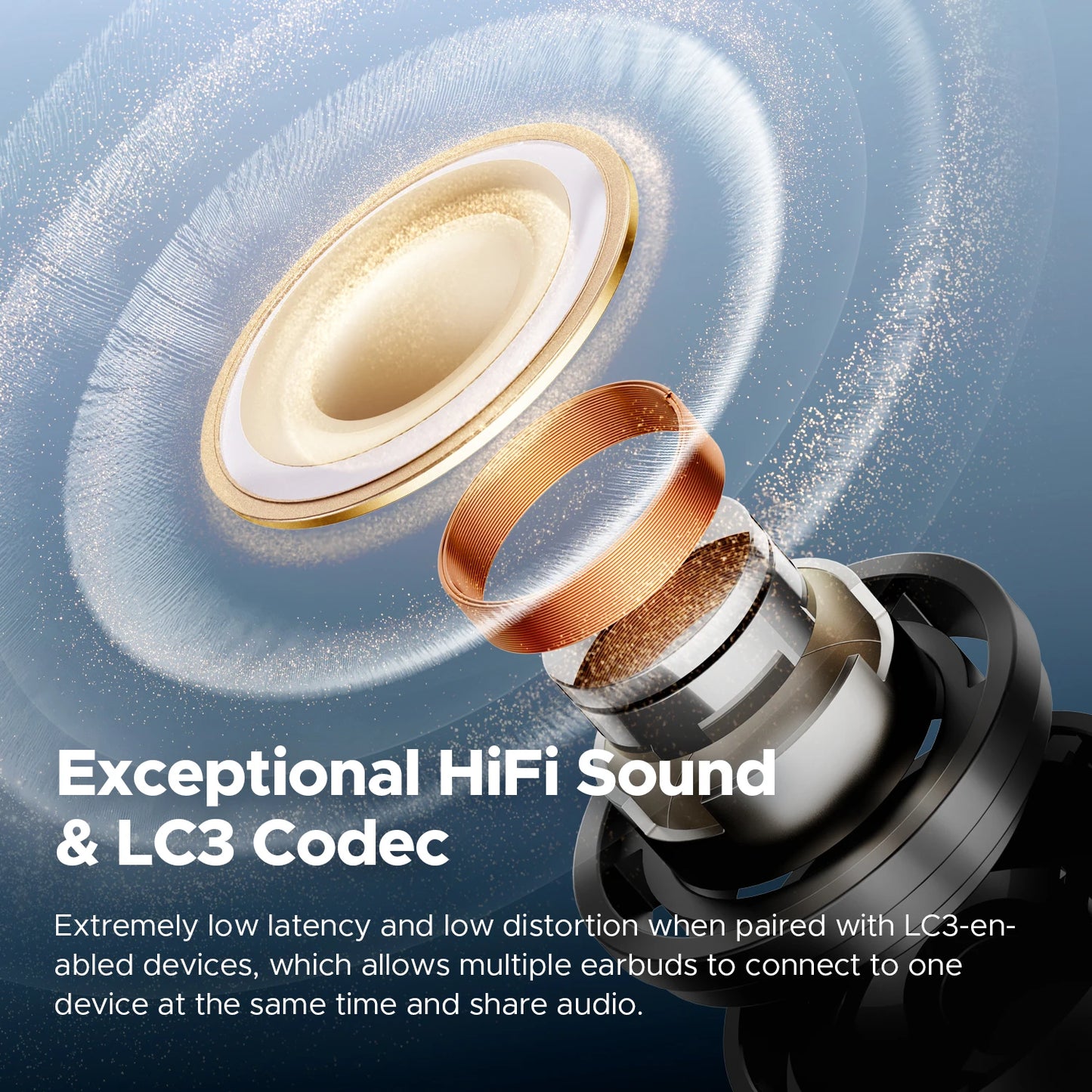 SOUNDPEATS Air5 Pro Wireless Earphones 55 dB Adaptive Hybrid ANC Bluetooth 5.4 Earbuds, Hi-Res LDAC aptX Loseless,6 Mics AI ENC