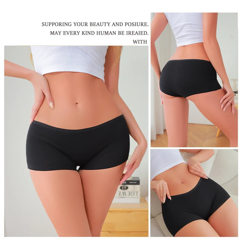3Pcs Women's Seamless Sports Boxers Underwear Female Solid Color Panties Comfortable Brief Cozy Lingerie Intimate Underpant S-XL