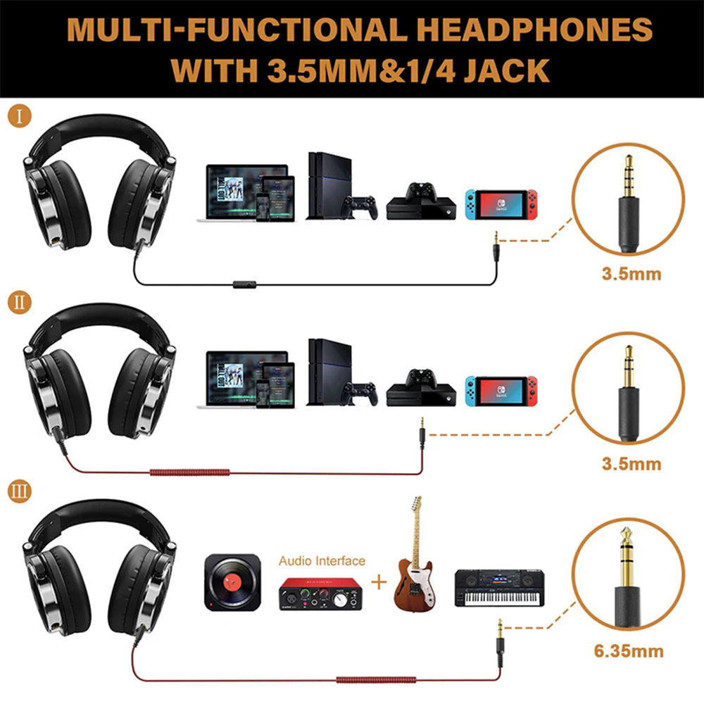 Wired Professional Studio Pro DJ Headphones With Microphone