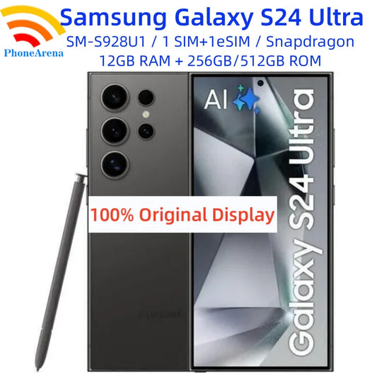 Samsung Galaxy S24 Ultra 5G S928U1 6.8" 12GB RAM 256/512GB ROM Snapdragon NFC S Pen Octa Core Original Unlocked AI Mobile Phone
