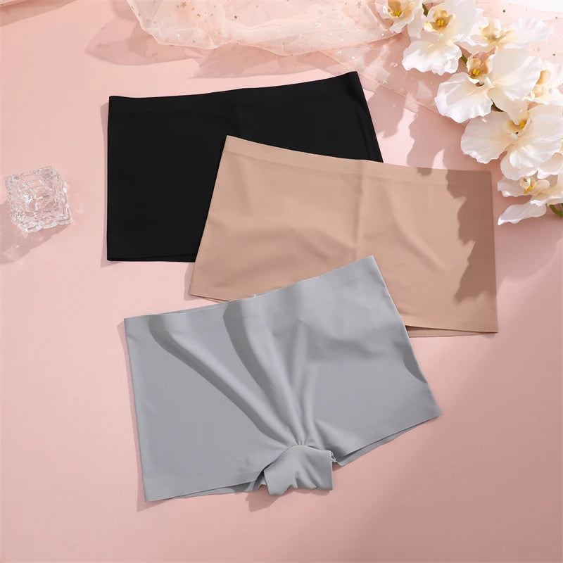 3Pcs Women's Seamless Sports Boxers Underwear Female Solid Color Panties Comfortable Brief Cozy Lingerie Intimate Underpant S-XL