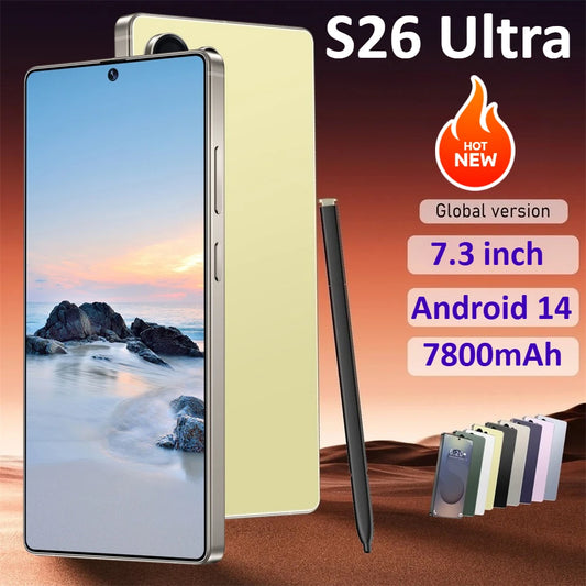 2026 HOT NEW S26 Ultra Smartphone 7.3HD Global Version Cellphones 5G Dual Card Cheap Cell Phone 7800mAh Android 14 Mobile Phones