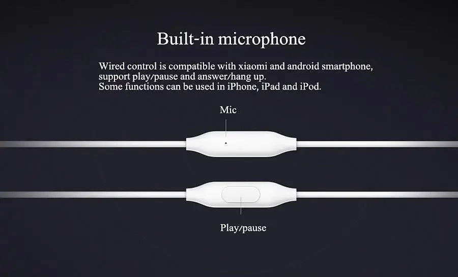 Original Xiaomi Bass Sound Earphone Wired 3.5MM In-ear Sport Music Headphone with Mic HiFi Gaming Headset For Android Smartphone