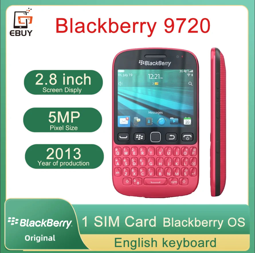 Original Blackberry 9720 Samoa 2G 3G Mobile Cell Phone 2.8" 5MP WiFi BlackBerry OS Smartphone QWERTY Keyboard Cellphone Unlocked