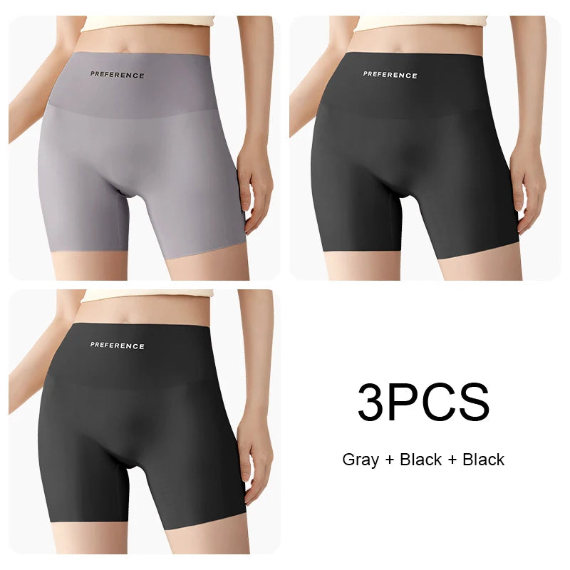 3PCS/set Protective Shorts Plus Size Shorts Seamless Underwear for Women Safety Short Pants Ice Silk Panties Summer Intimates